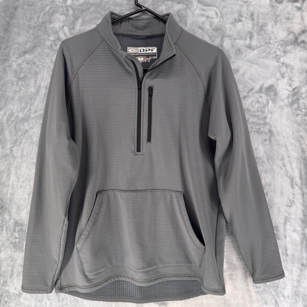 drake waterfowl sweater mens medium grey waffle knit base‎ mid layer  fleece